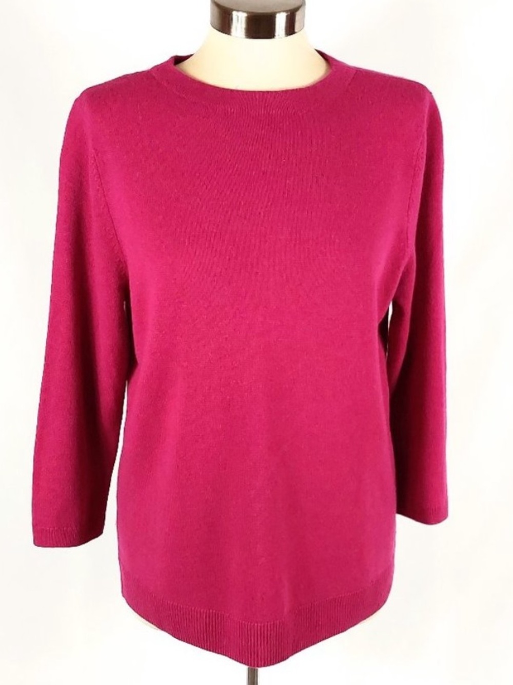 Talbots 100% Cashmere Crewneck Sweater Barbie Pink Size Large